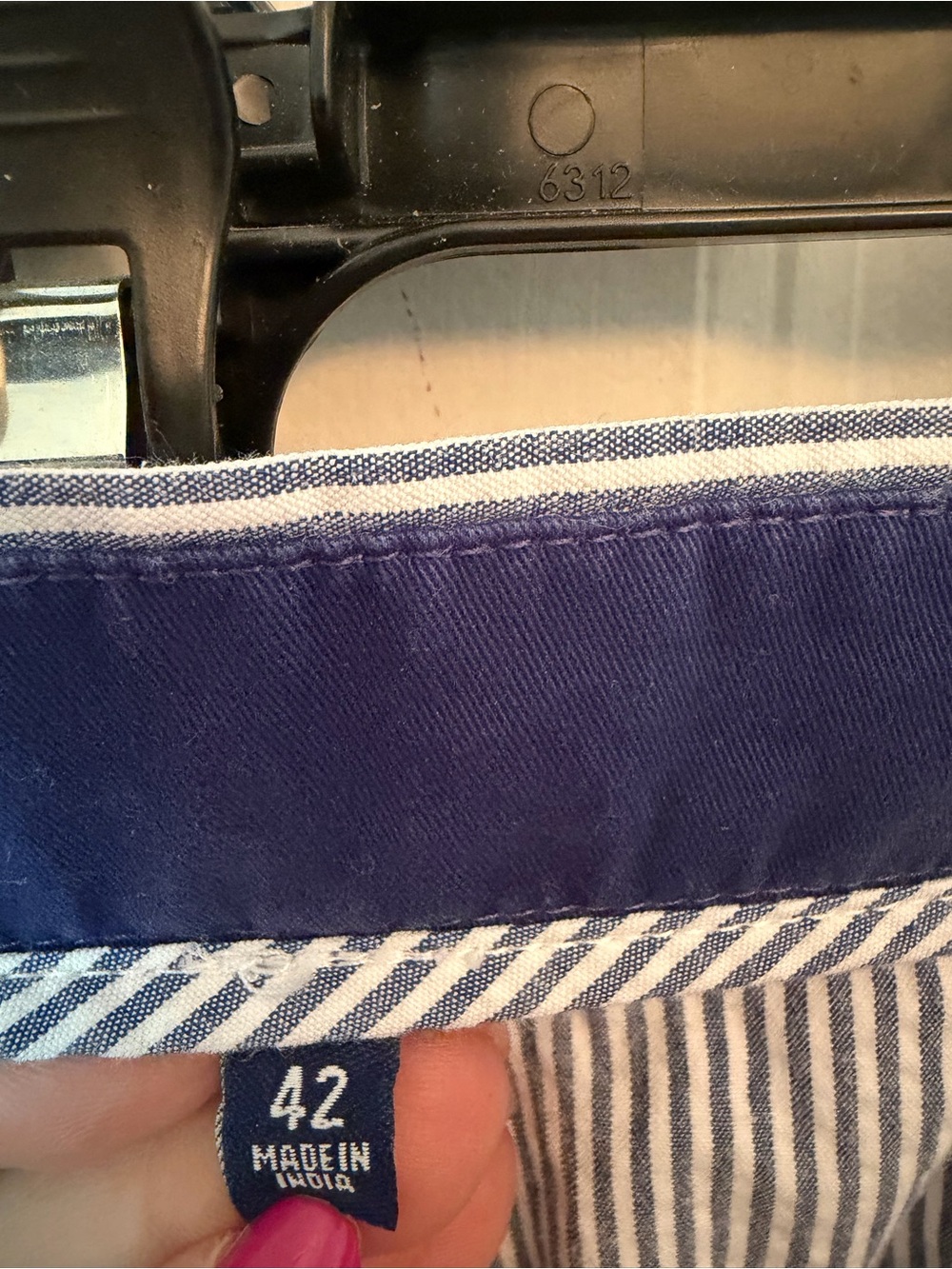 Men's Blue Pinstripe Cotton Shorts - Picture 10 of 10